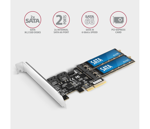 Axagon PCES-SA4M2 Kontroler PCIe 2x port SATA + 2x złącze M.2 - 1172788 - zdjęcie 2